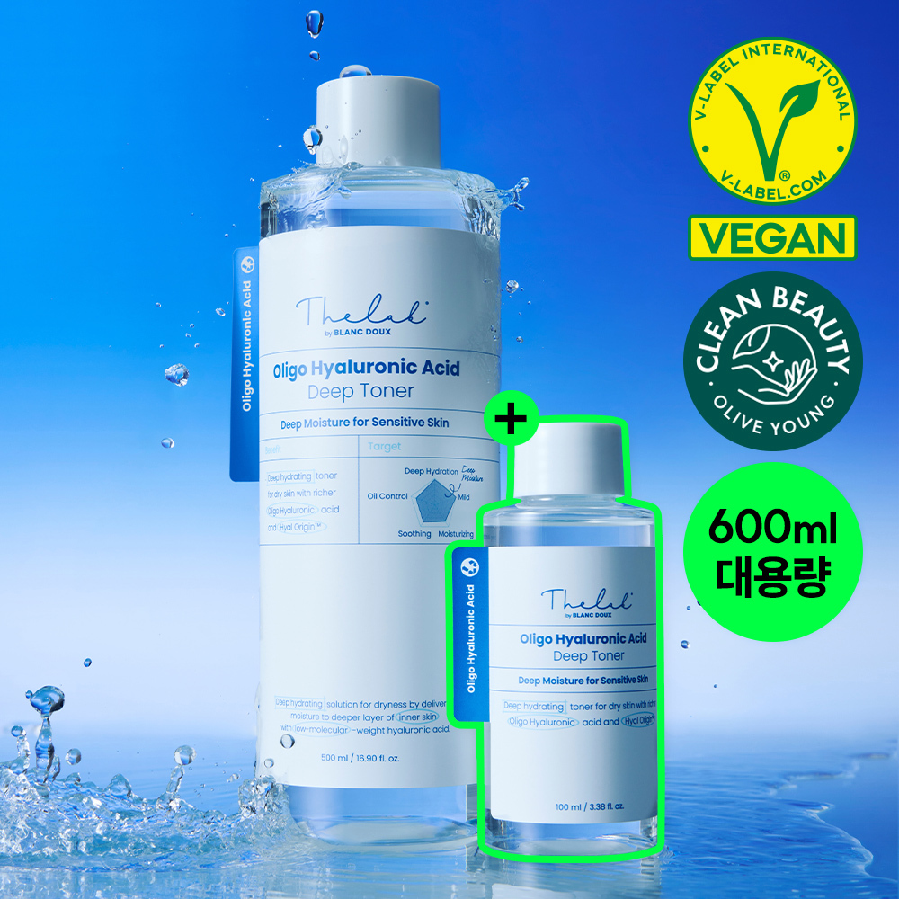 THE LAB by Blanc Doux Oligo Hyaluronic Acid Deep Toner 500ml Jumbo Set (+100ml)