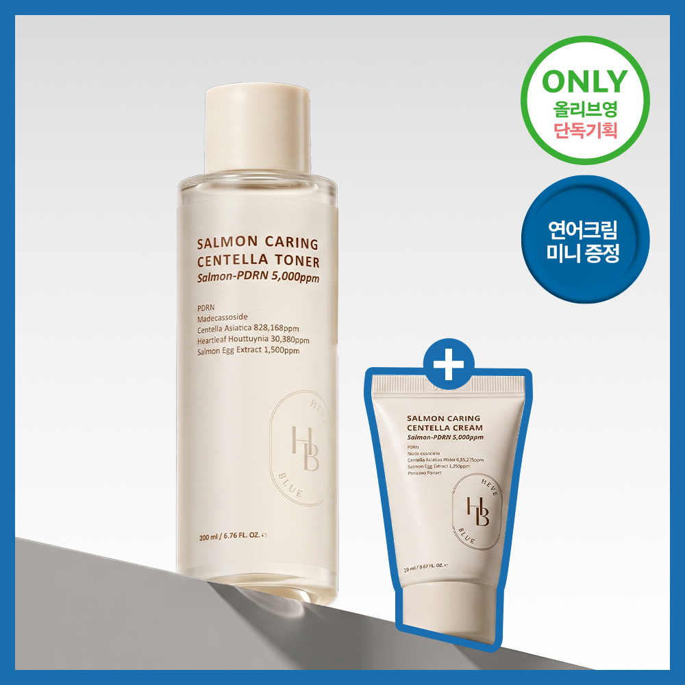 HEVEBLUE Salmon PDRN Centella Toner 200ml Set (+Salmon Cream 20ml)