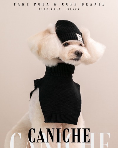 CANICHE Cuffed Knit Beanie & Faux Fur Collar