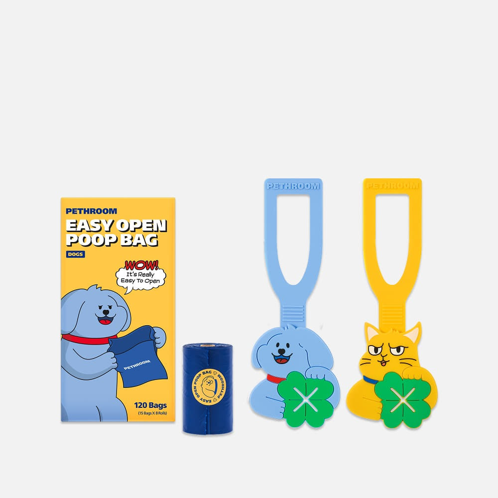 Poop Bag Set (Easy-Open Poop Bags + Poop Bag Holder)